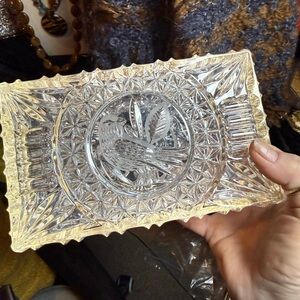 Elegant Vintage Clear Glass Rectangular Jewelry Casket